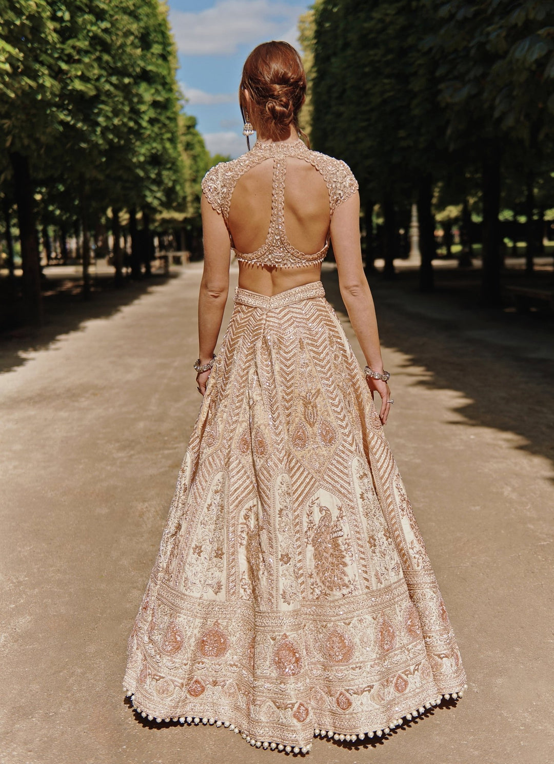 Rust Orange And Beige Embroidered Bridal Silk Lehenga Set Jigar and Nikita - Fabilicious Fashion