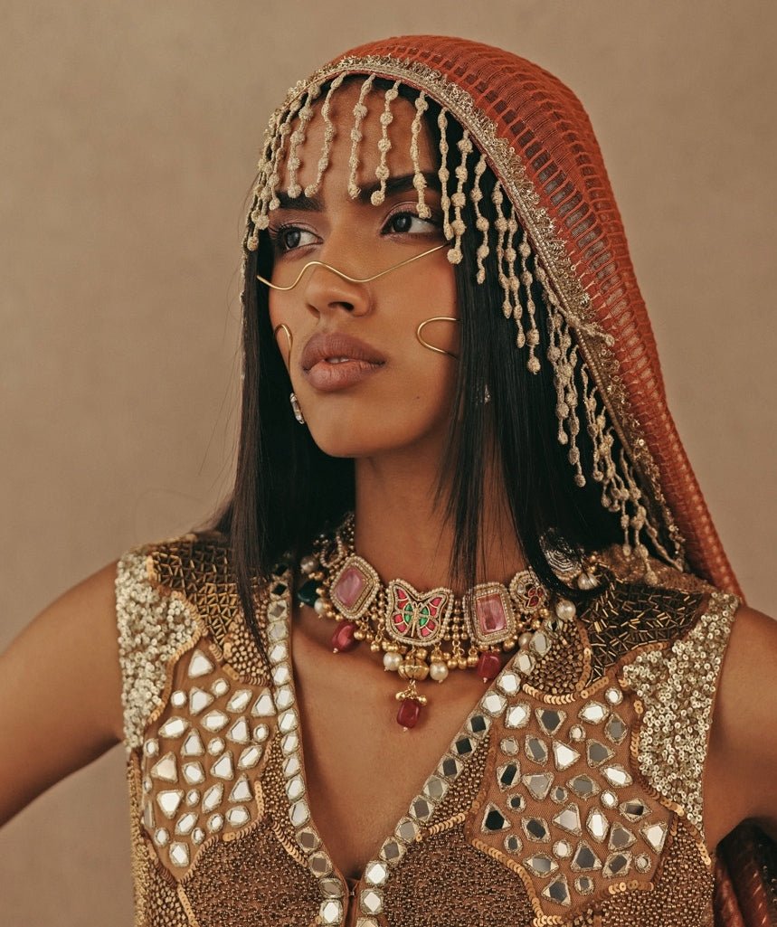 Rust Orange And Gold Soft Net Mermaid Lehenga Set Twenty Nine - Fabilicious Fashion