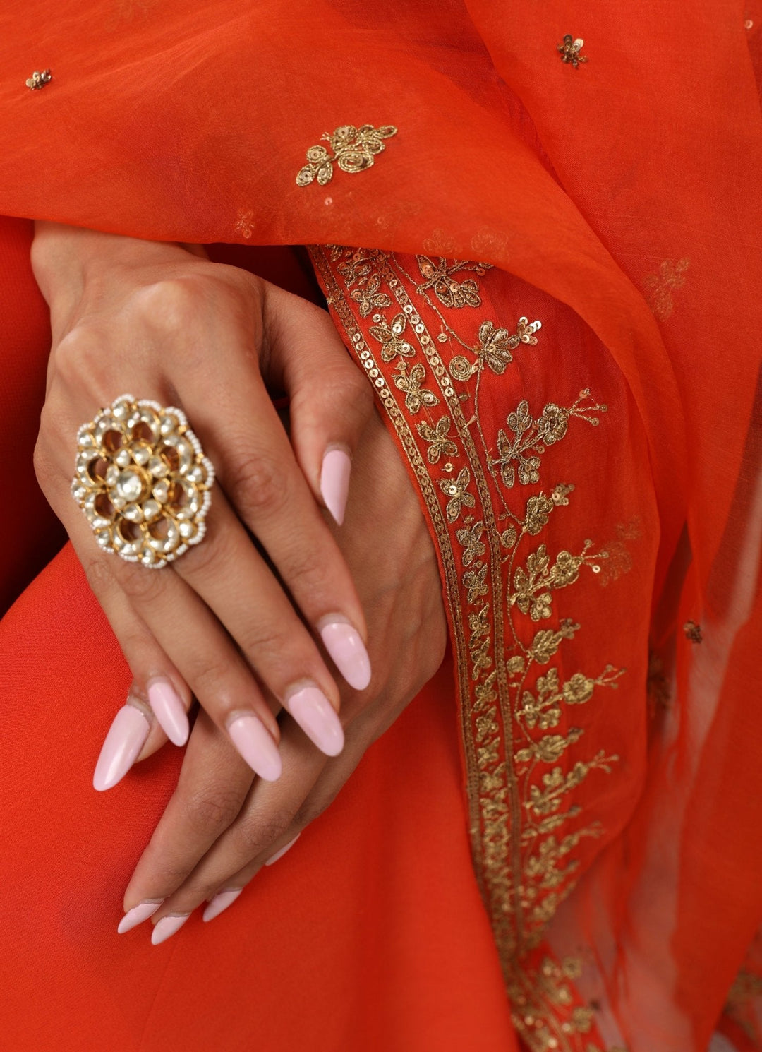 Rust Orange Embroidered Kurta Sharara Set Esha Koul - Fabilicious Fashion