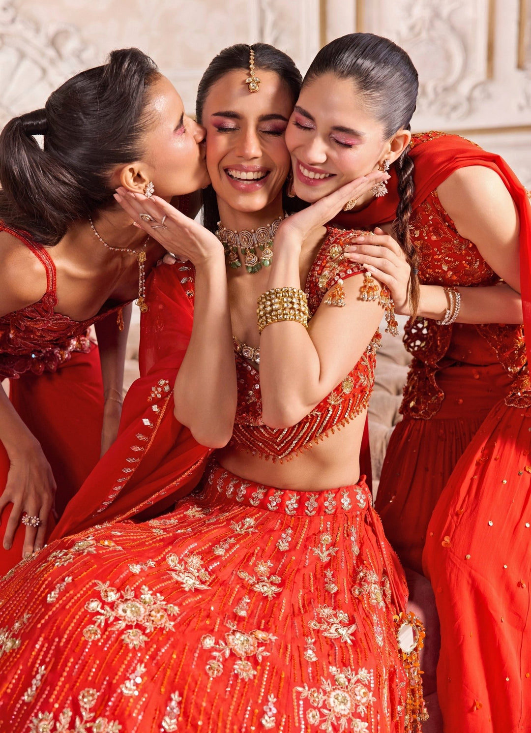 Rust Orange Embroidered Organza Lehenga Set Sanya Gulati - Fabilicious Fashion