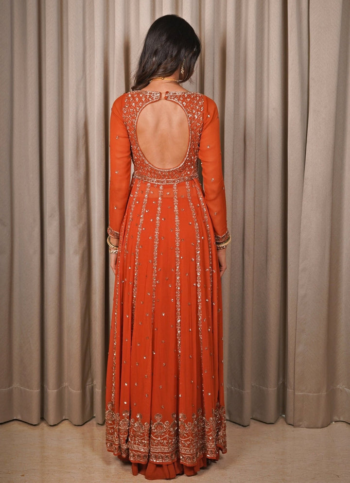 Rust Orange Georgette Anarkali Set Esha Koul - Fabilicious Fashion