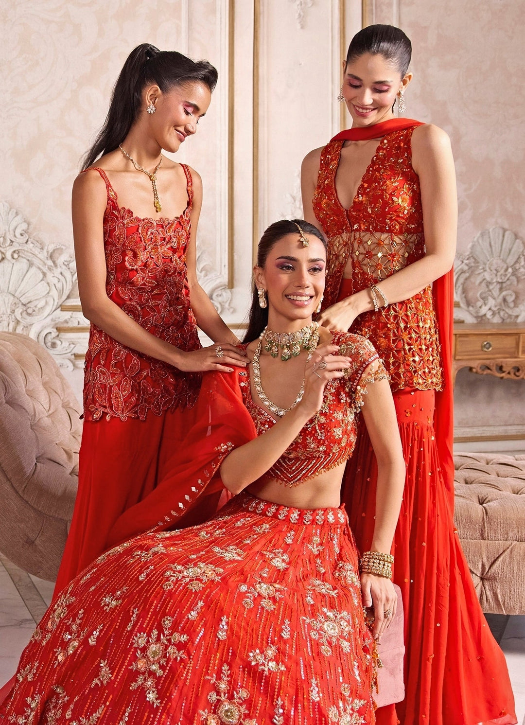 Rust Orange Georgette Peplum Kurta Sharara Set Sanya Gulati - Fabilicious Fashion