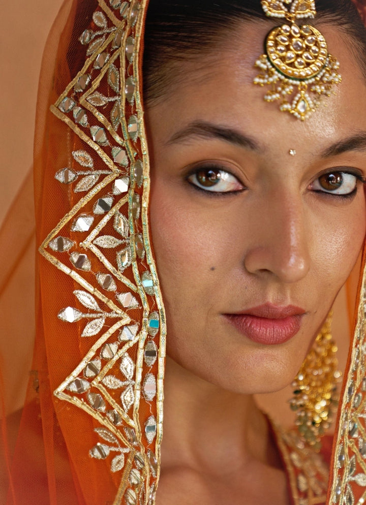Angad Singh Rust Orange Organza Lehenga SetFabilicious Fashion