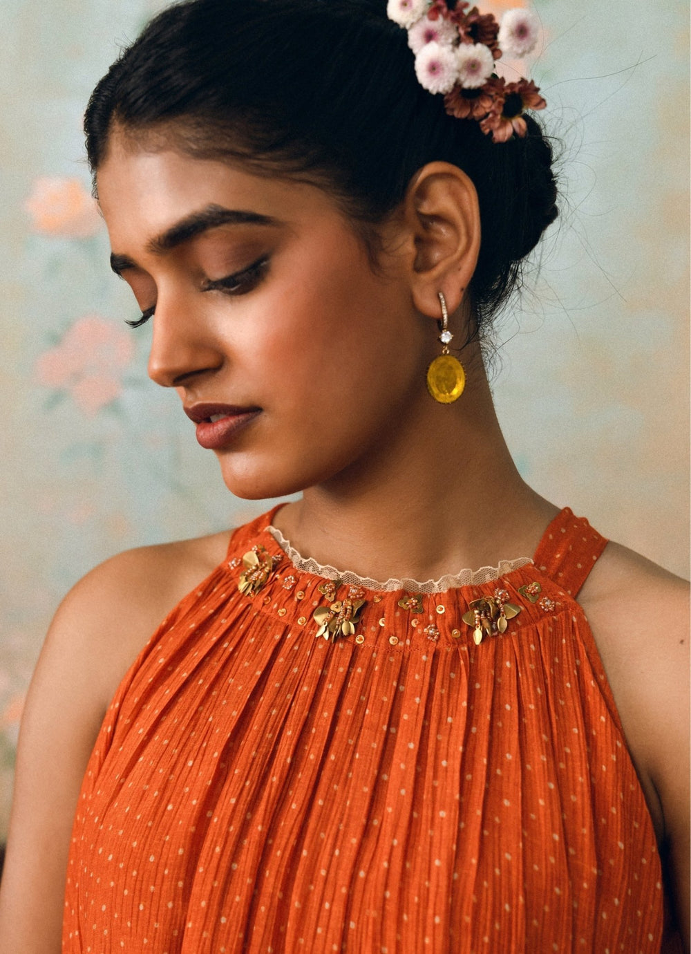 Paulmi and Harsh Rust Orange Printed Maxi DressFabilicious Fashion