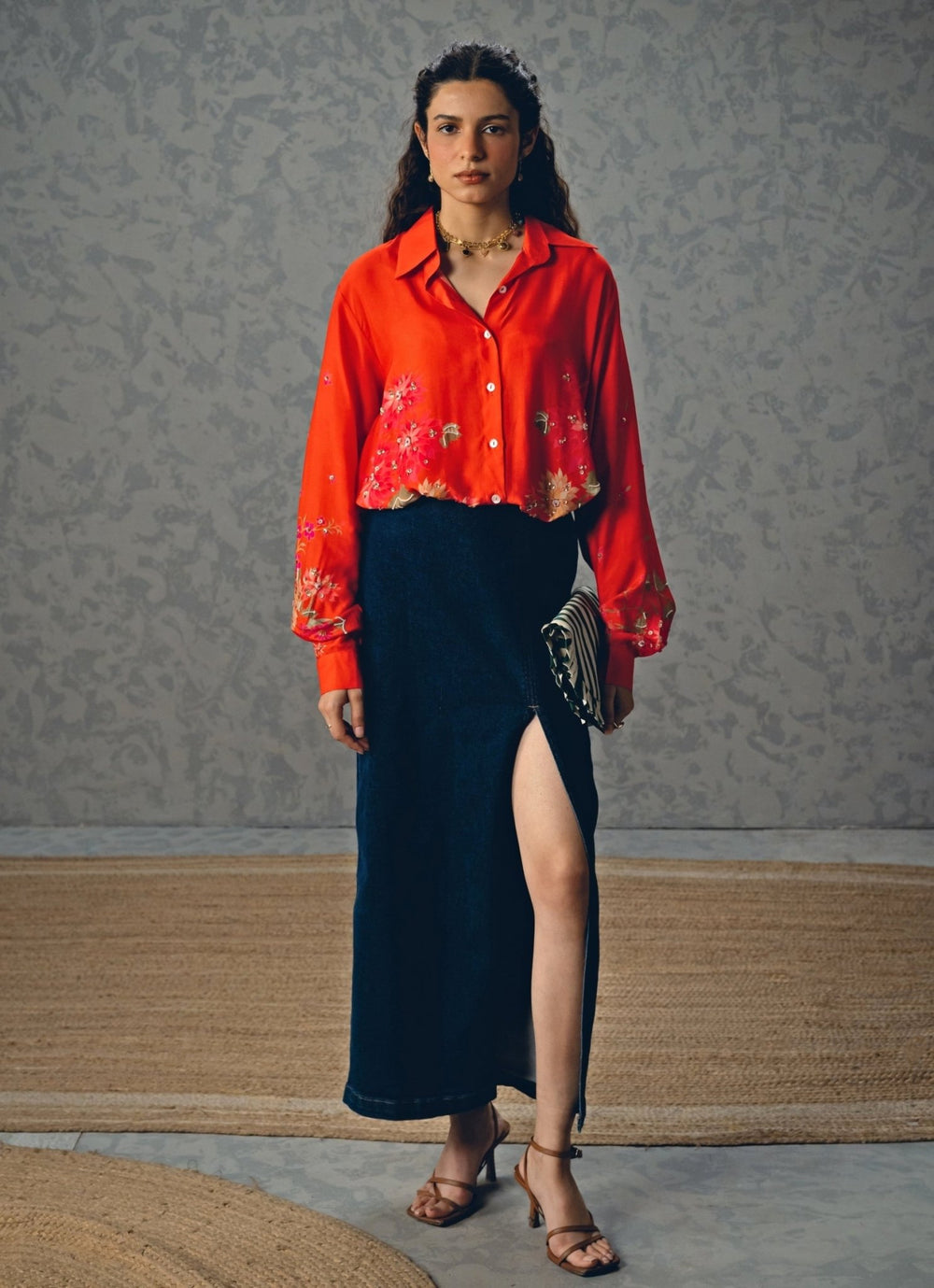 Rust Orange Printed Shirt Paulmi and Harsh X Ease - Fabilicious Fashion