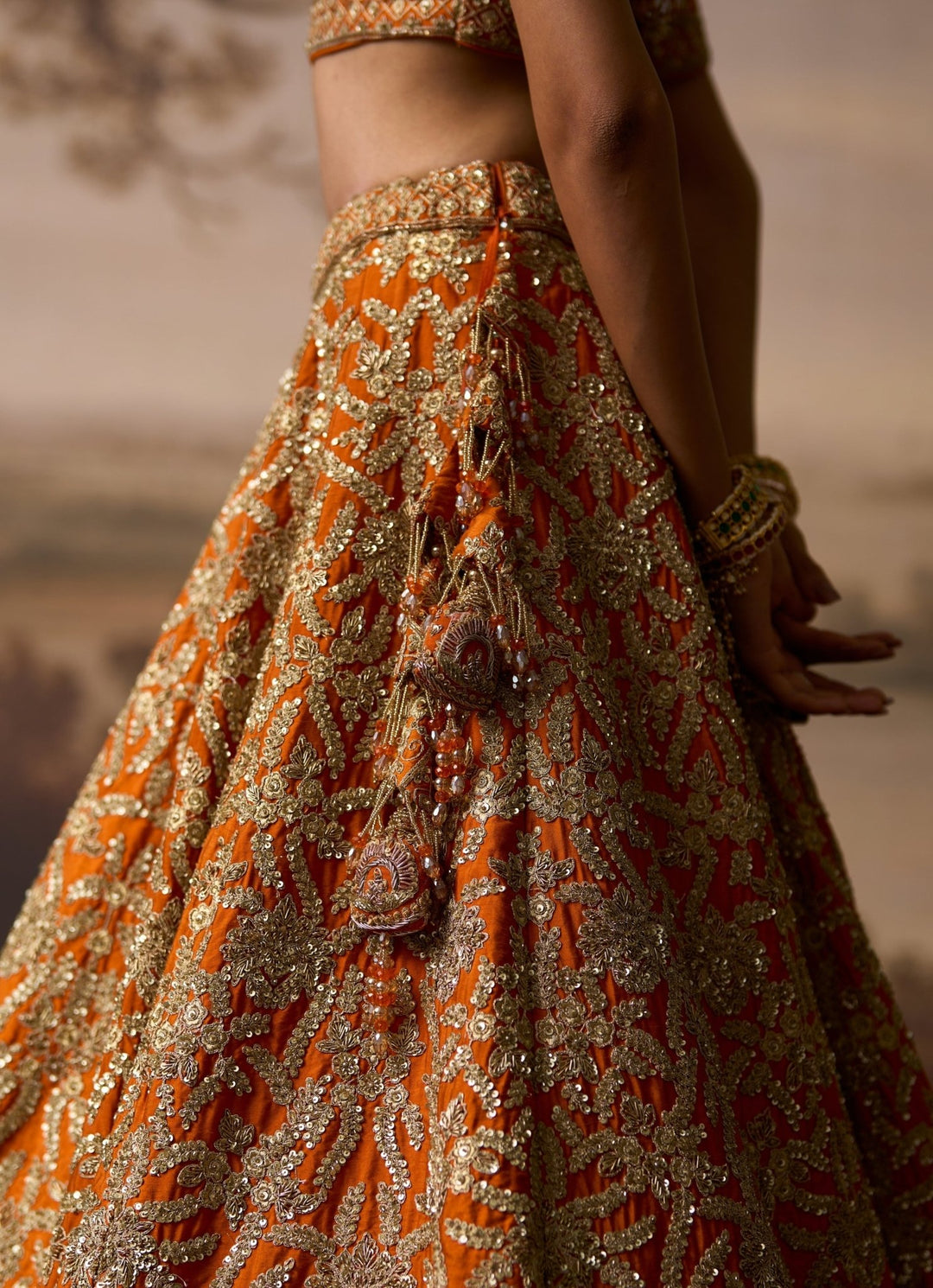 Angad Singh Rust Orange Raw Silk Double Dupatta LehengaFabilicious Fashion