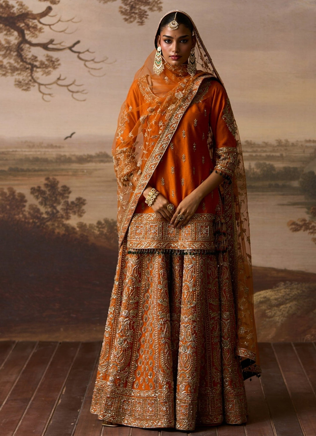 Angad Singh Rust Orange Raw Silk Kurta Sharara SetFabilicious Fashion