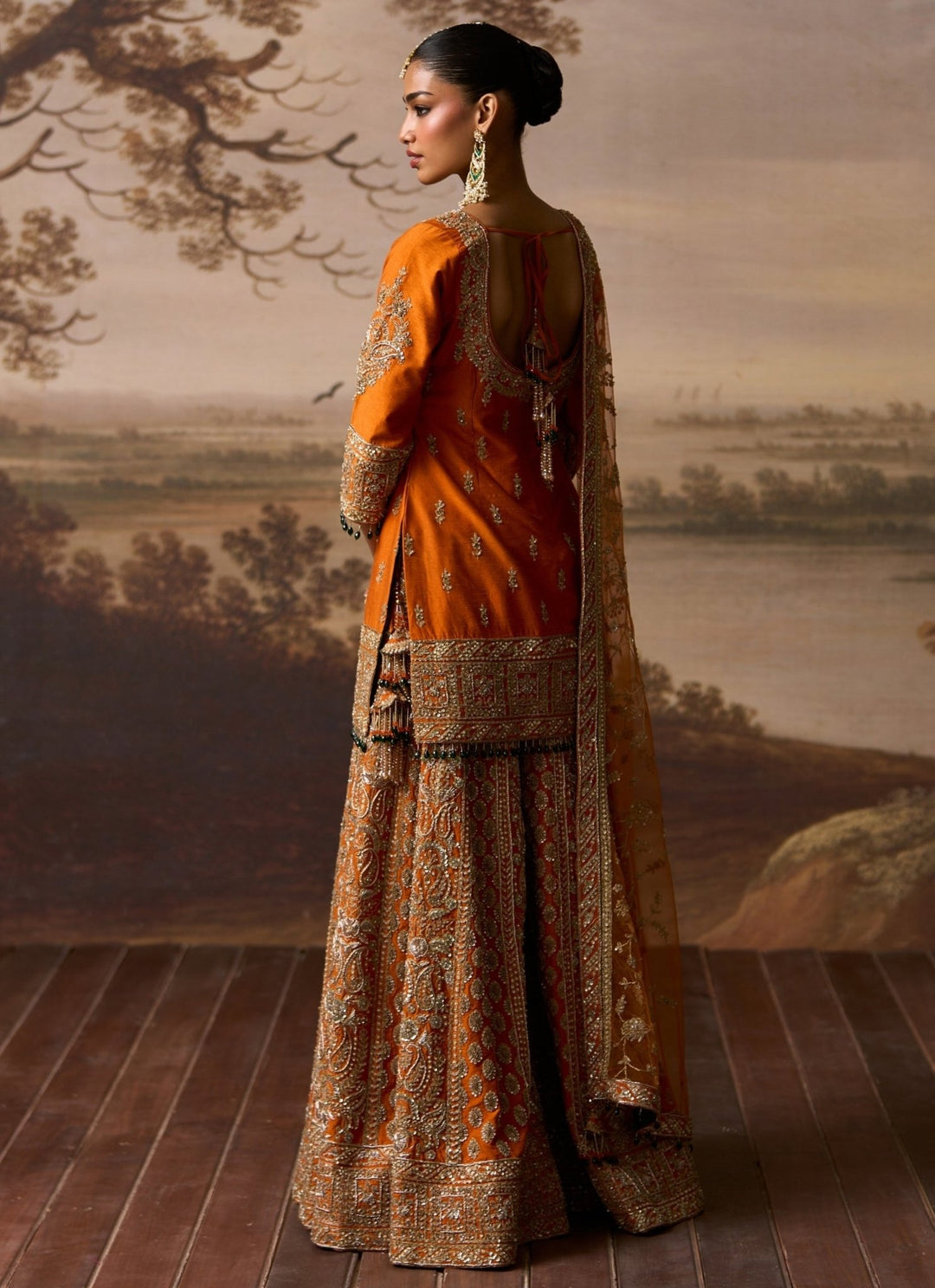 Angad Singh Rust Orange Raw Silk Kurta Sharara SetFabilicious Fashion