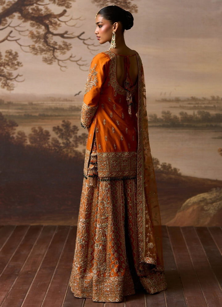 Angad Singh Rust Orange Raw Silk Kurta Sharara SetFabilicious Fashion