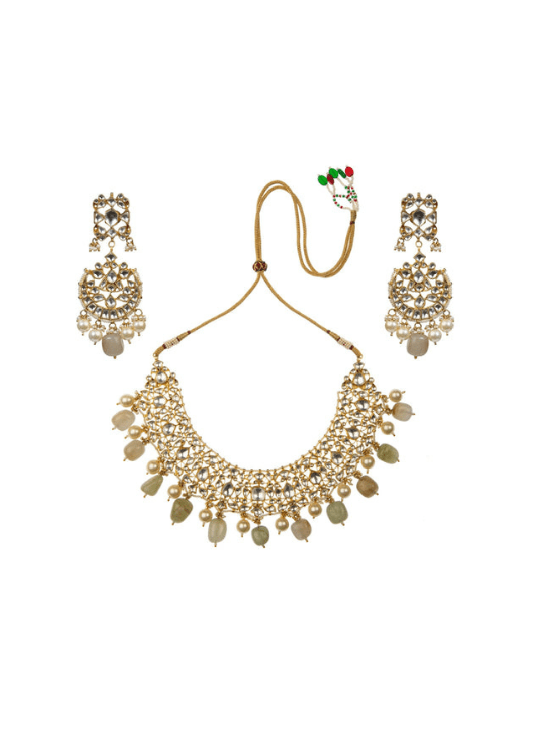Sage Green And Pearl Neclace Kalyani Indian Jewelry - Fabilicious Fashion