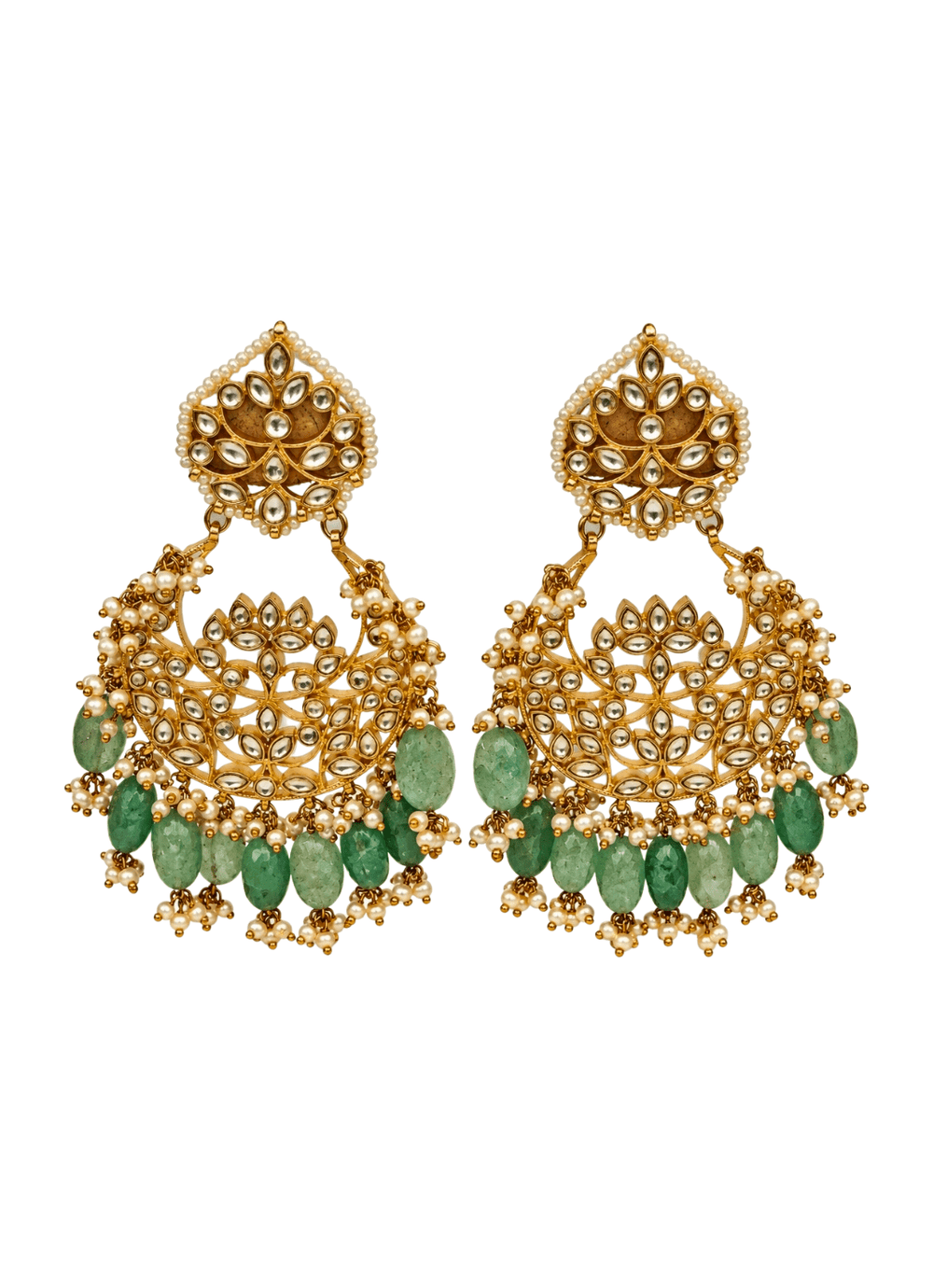Vivinia By Vidhi Mehra Sage Green Beaded ChandbaliFabilicious Fashion