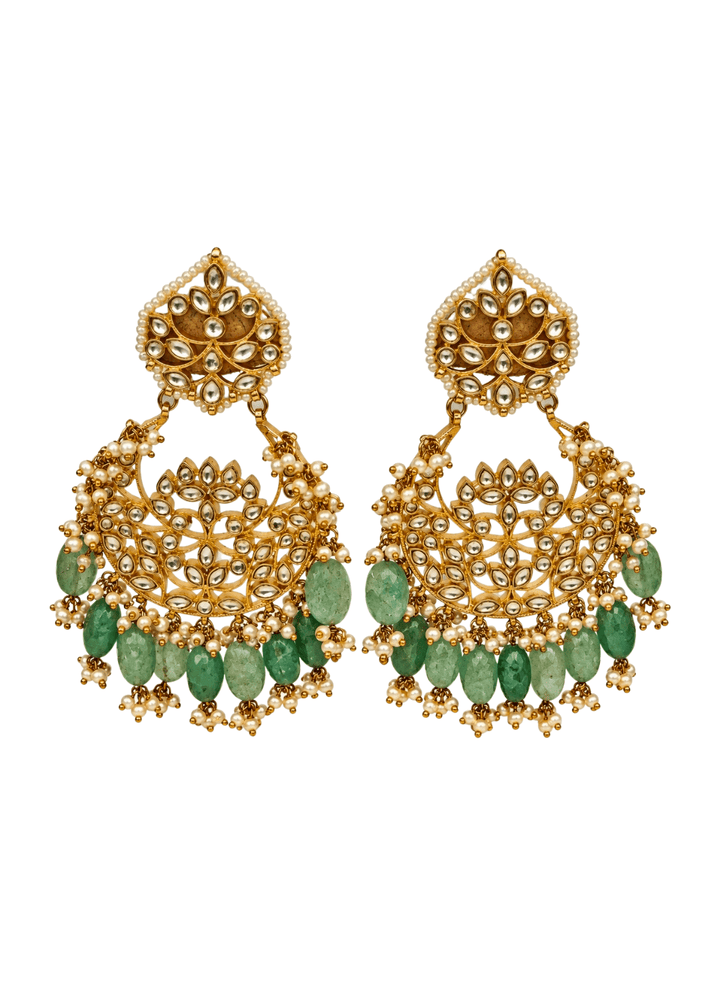 Vivinia By Vidhi Mehra Sage Green Beaded ChandbaliFabilicious Fashion