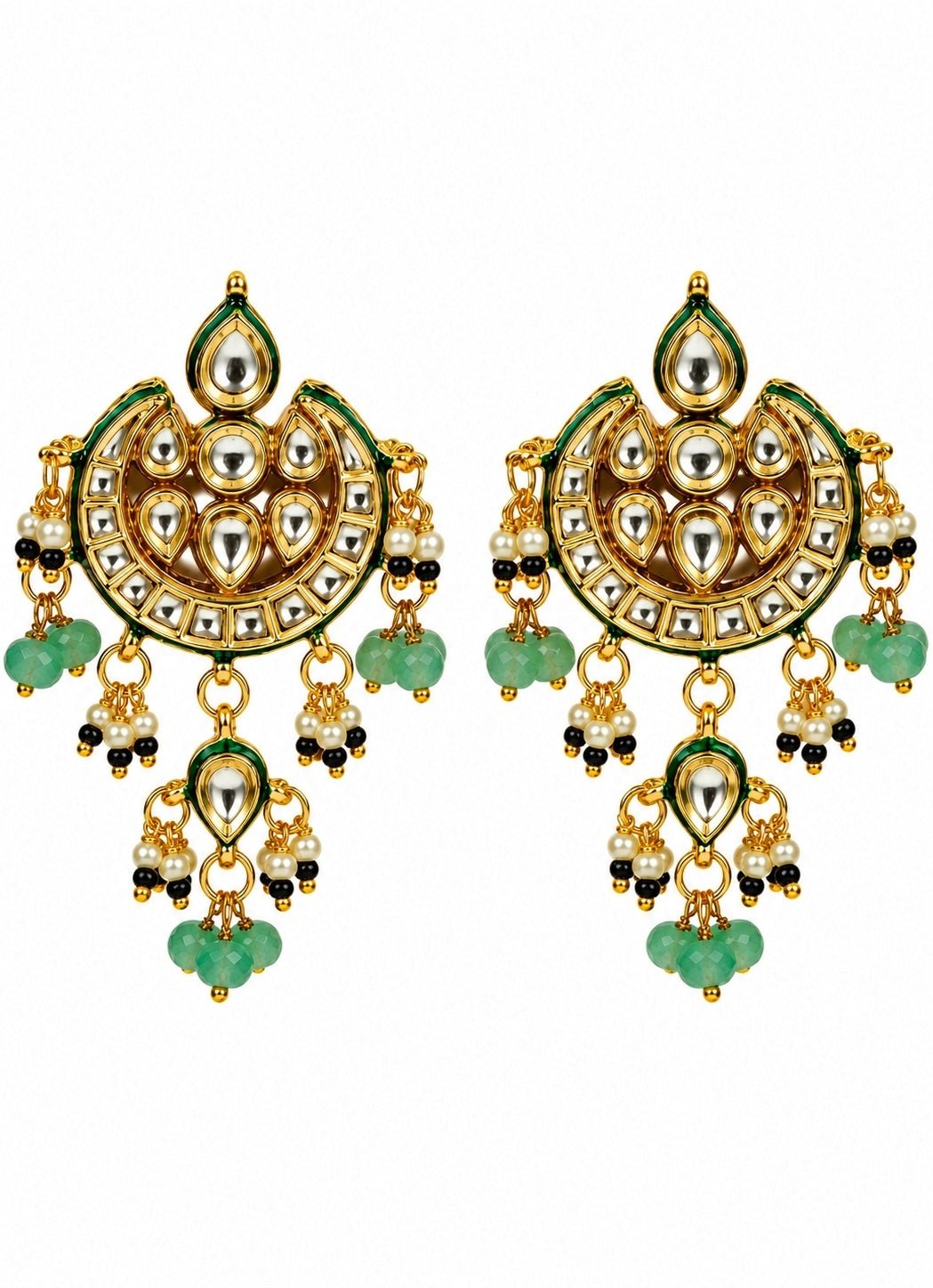 Vivinia By Vidhi Mehra Sage Green Beaded Gold Kundan Choker SetFabilicious Fashion