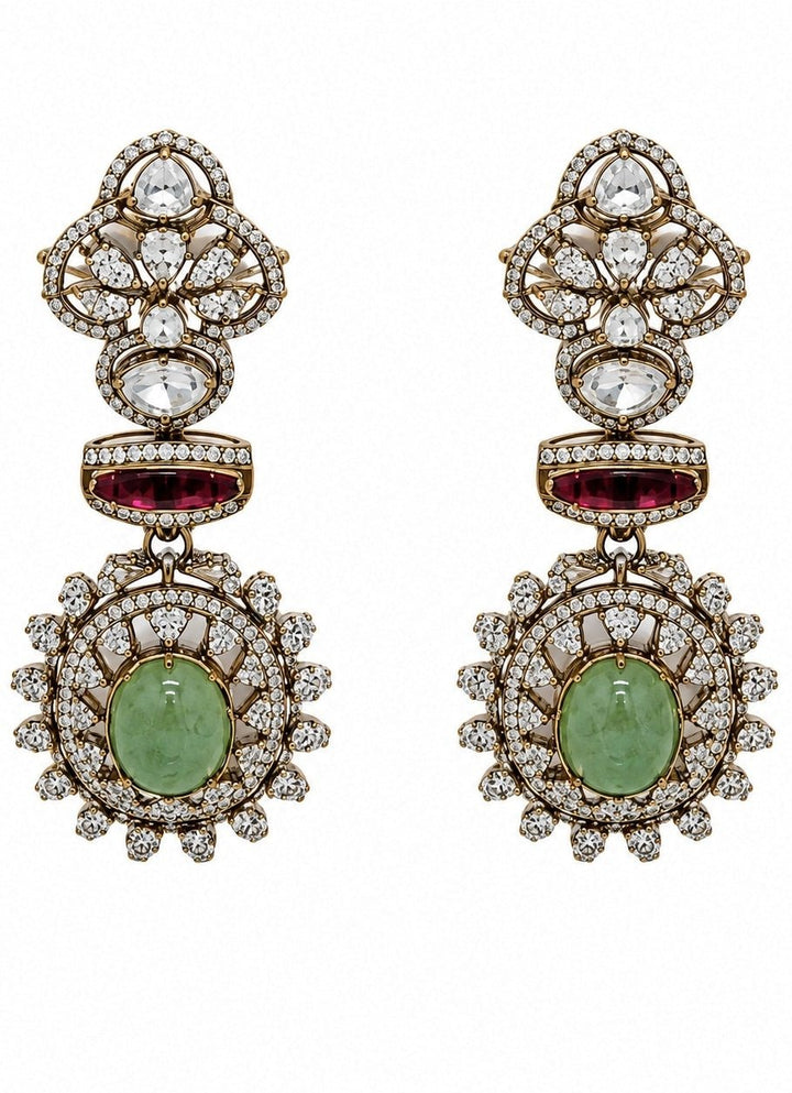 Vivinia By Vidhi Mehra Sage Green Gold Plated Zircon Necklace SetFabilicious Fashion