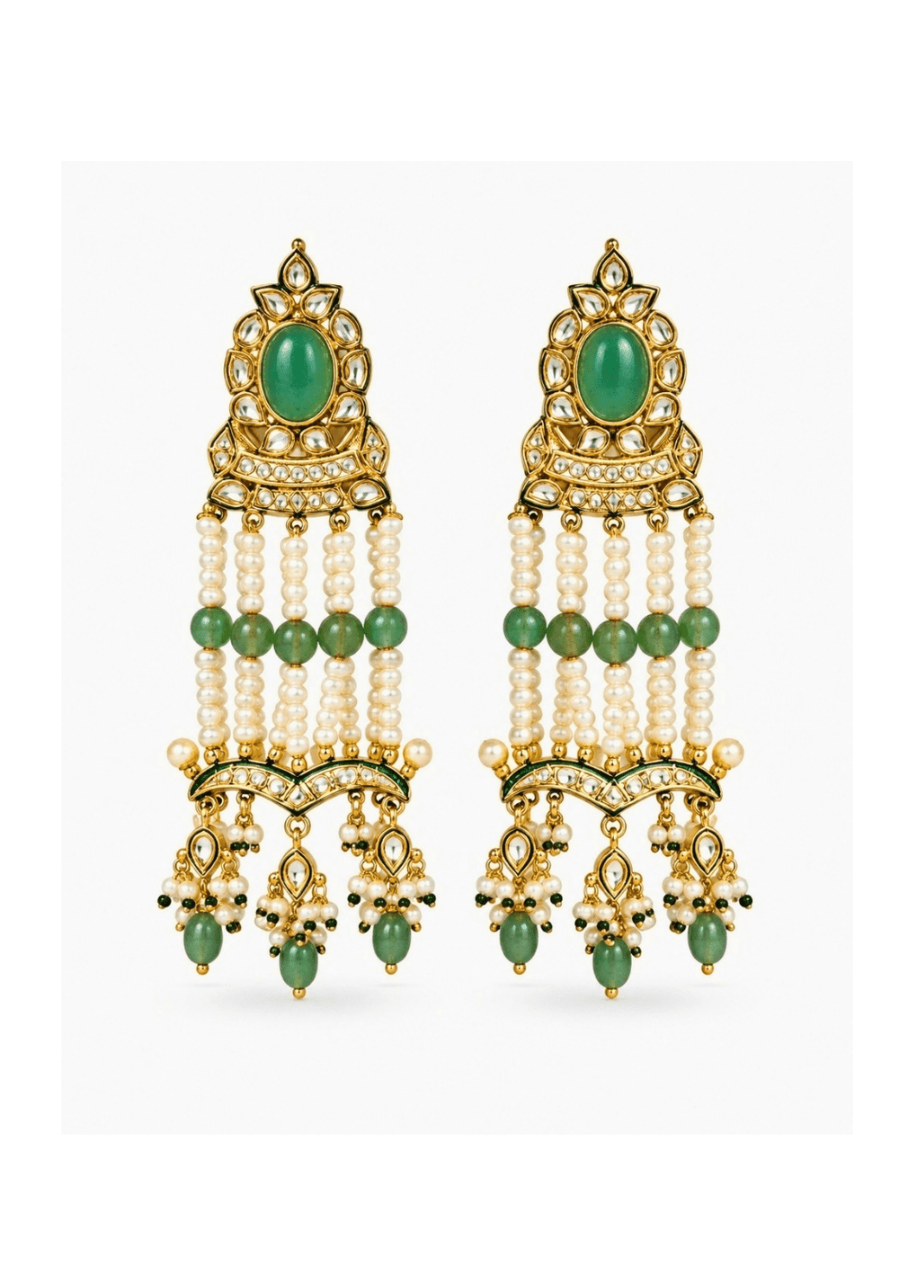 Vivinia By Vidhi Mehra Sage Green Kundan And Pearl EarringsFabilicious Fashion