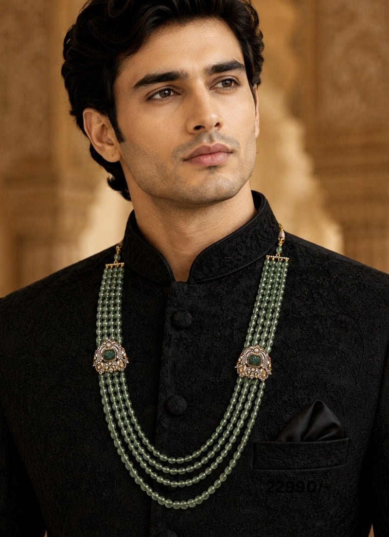 Vivinia By Vidhi Mehra Sage Green Layered Beaded Groom MalaFabilicious Fashion