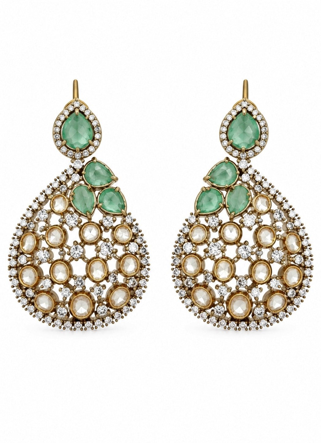 Vivinia By Vidhi Mehra Sage Green Moissanite Polki Necklace SetFabilicious Fashion