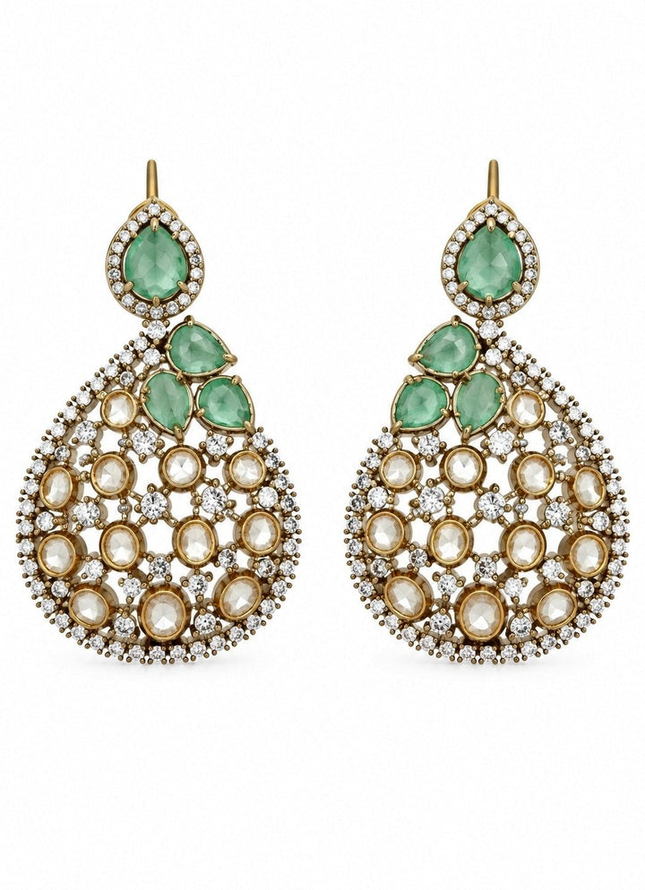 Vivinia By Vidhi Mehra Sage Green Moissanite Polki Necklace SetFabilicious Fashion