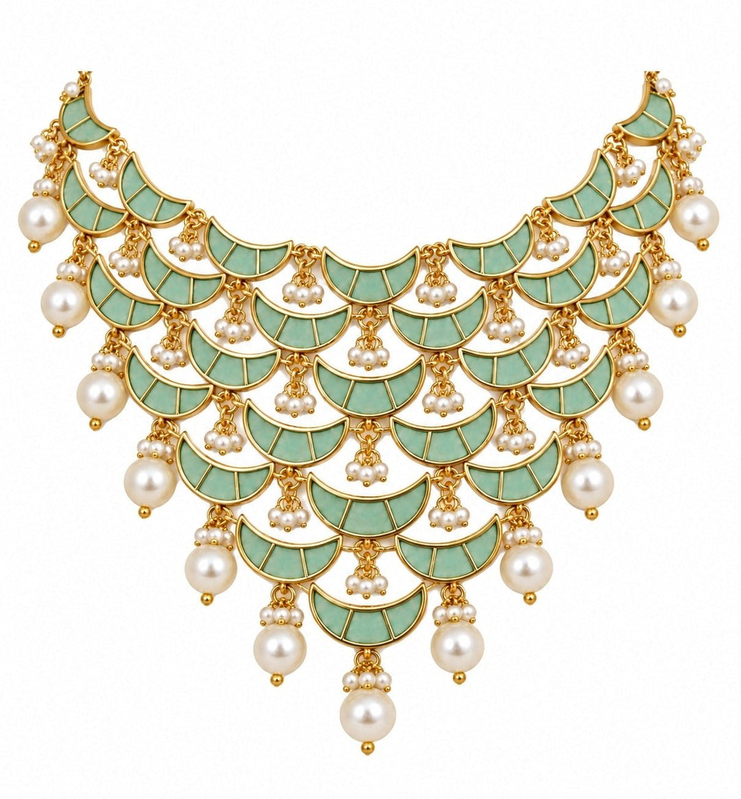Vivinia By Vidhi Mehra Sage Green Pearl Necklace SetFabilicious Fashion