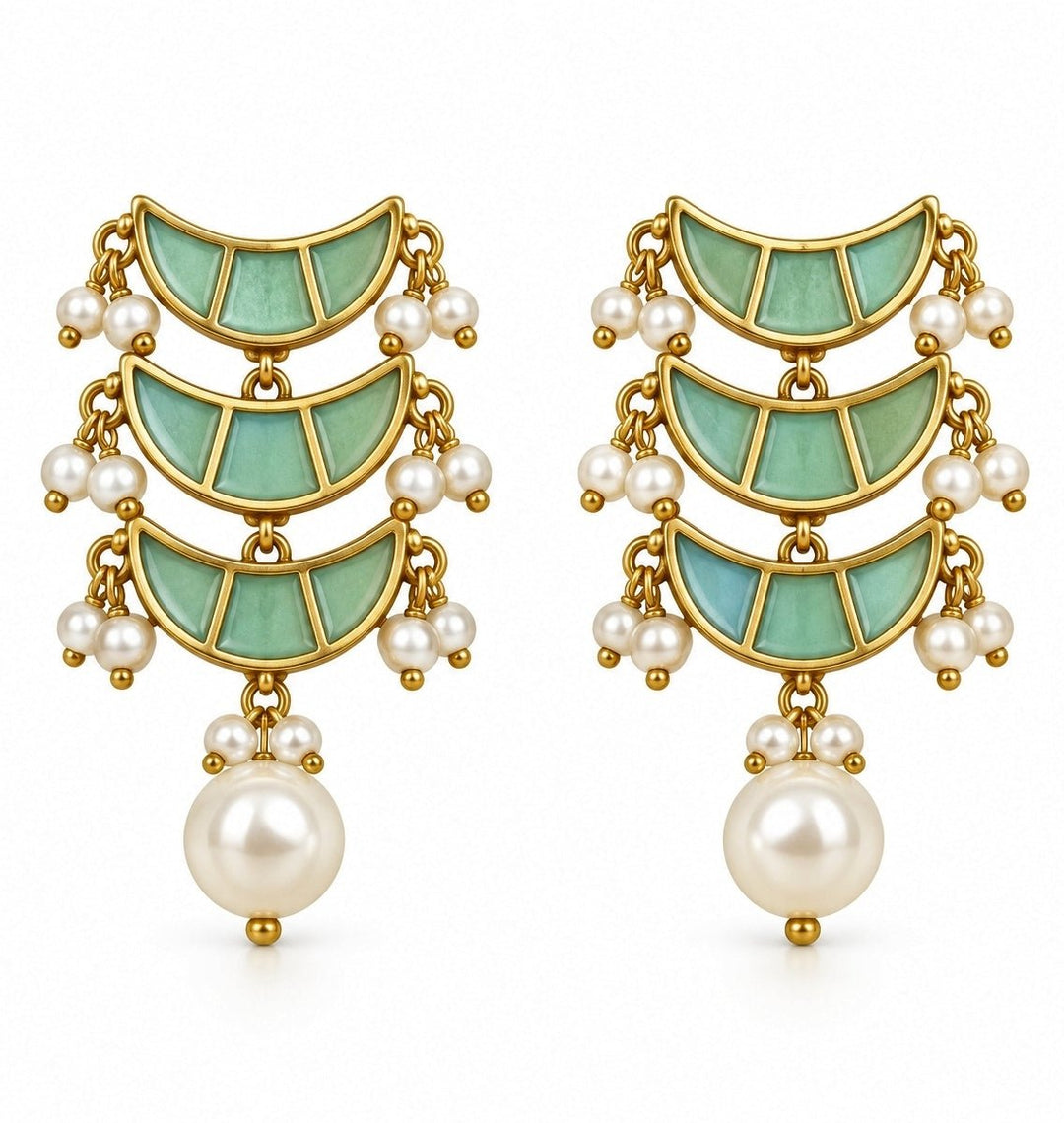Vivinia By Vidhi Mehra Sage Green Pearl Necklace SetFabilicious Fashion