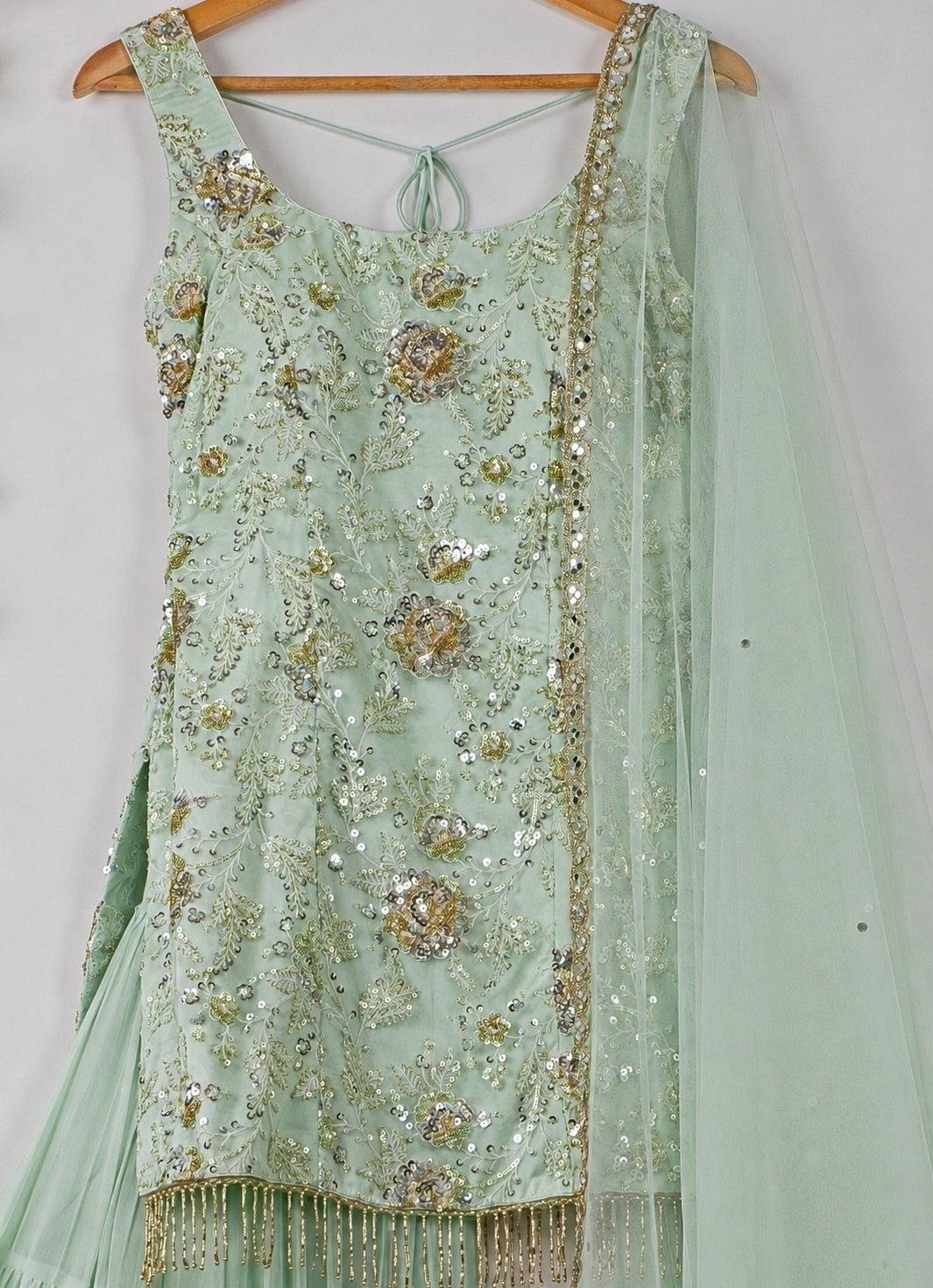 Anisha Shetty Sage Green Sequinned Kurta Sharara SetFabilicious Fashion