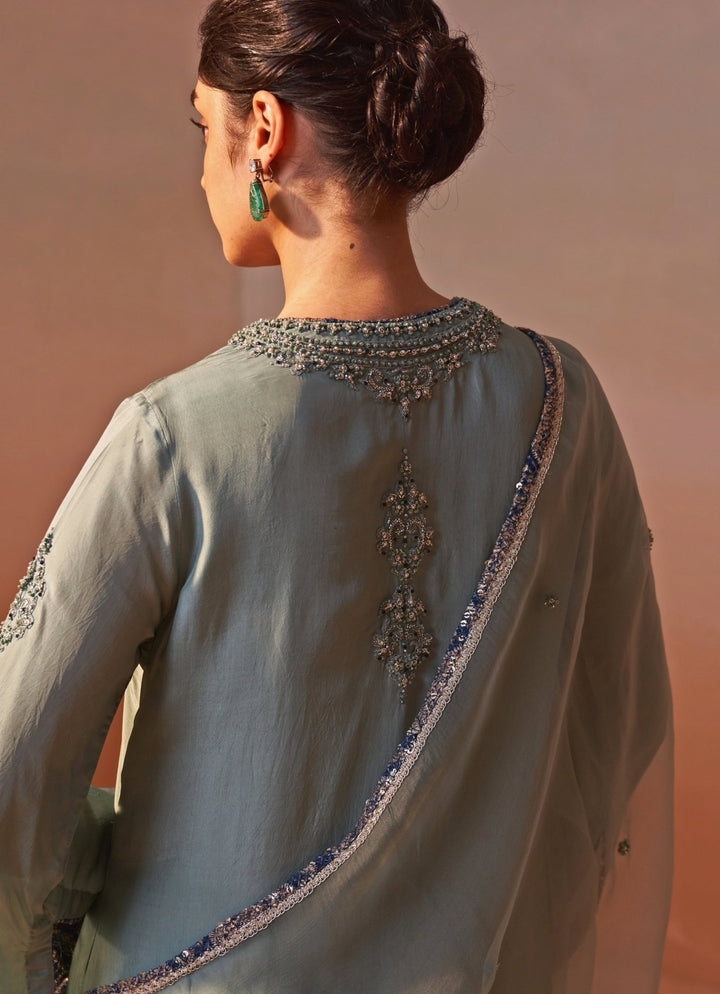 Nitika Gujral Sage Green Silk Kurta Palazzos SetFabilicious Fashion