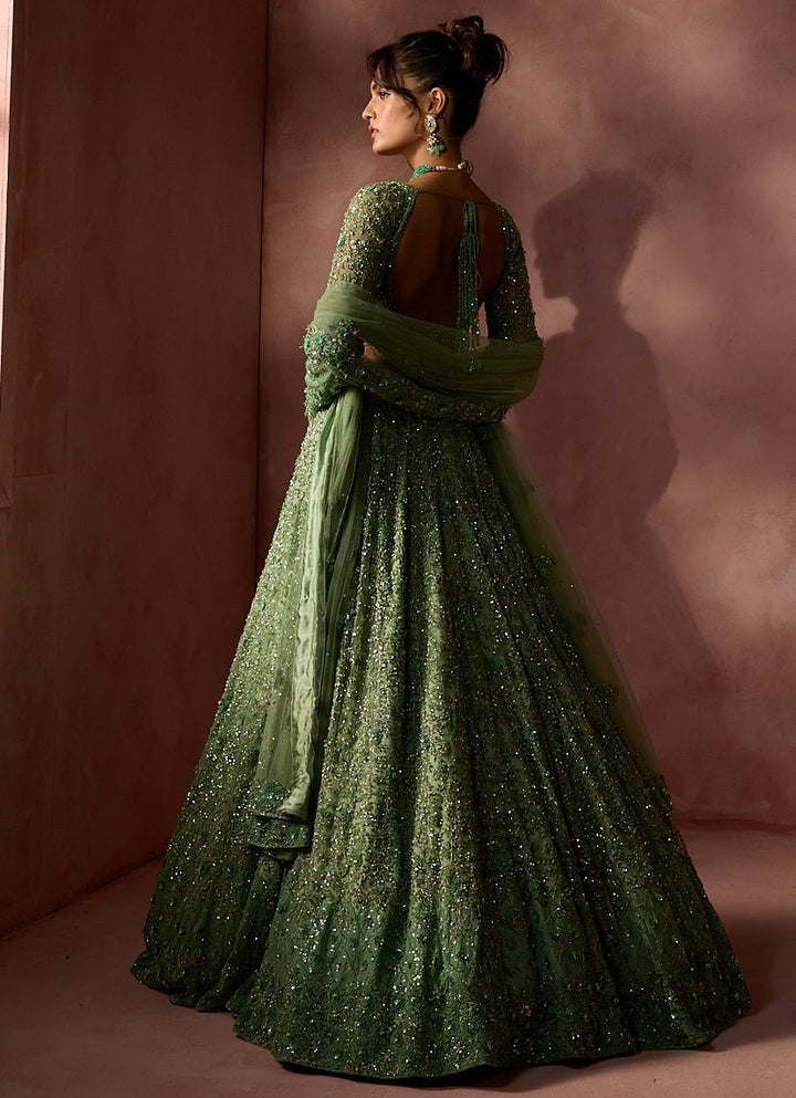 Sage Green Soft Net Lehenga Set Nitika Gujral - Fabilicious Fashion