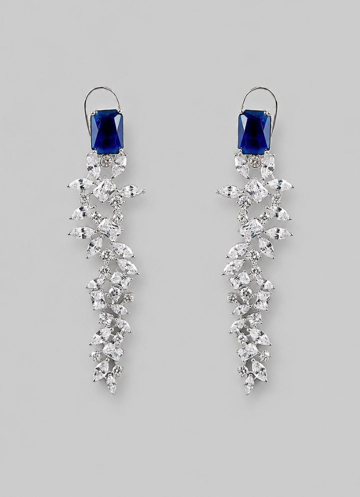 Zevar by Geeta Sapphire And Diamond Dangler EarringsFabilicious Fashion