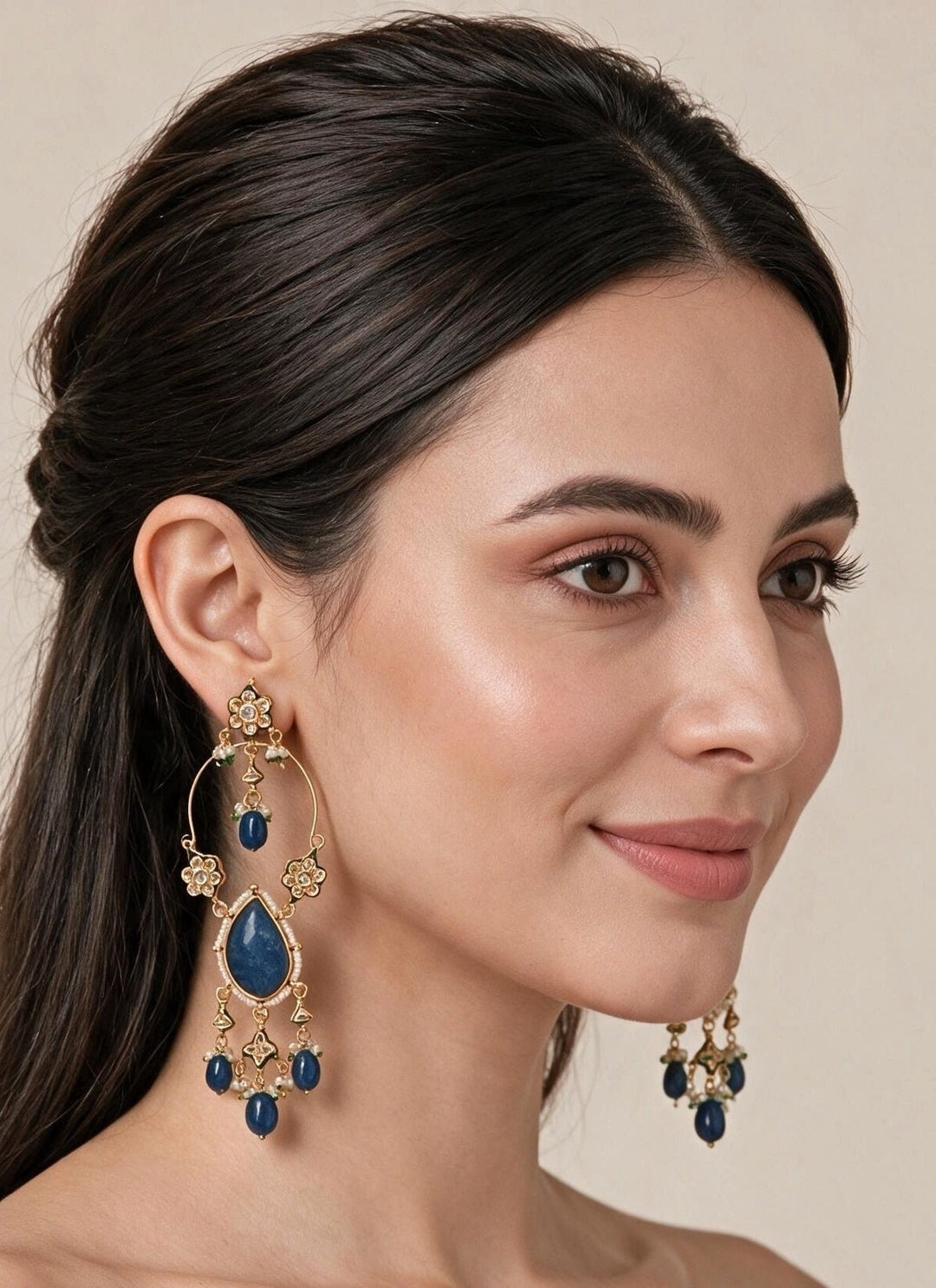 Vivinia By Vidhi Mehra Sapphire Kundan Drop EarringsFabilicious Fashion