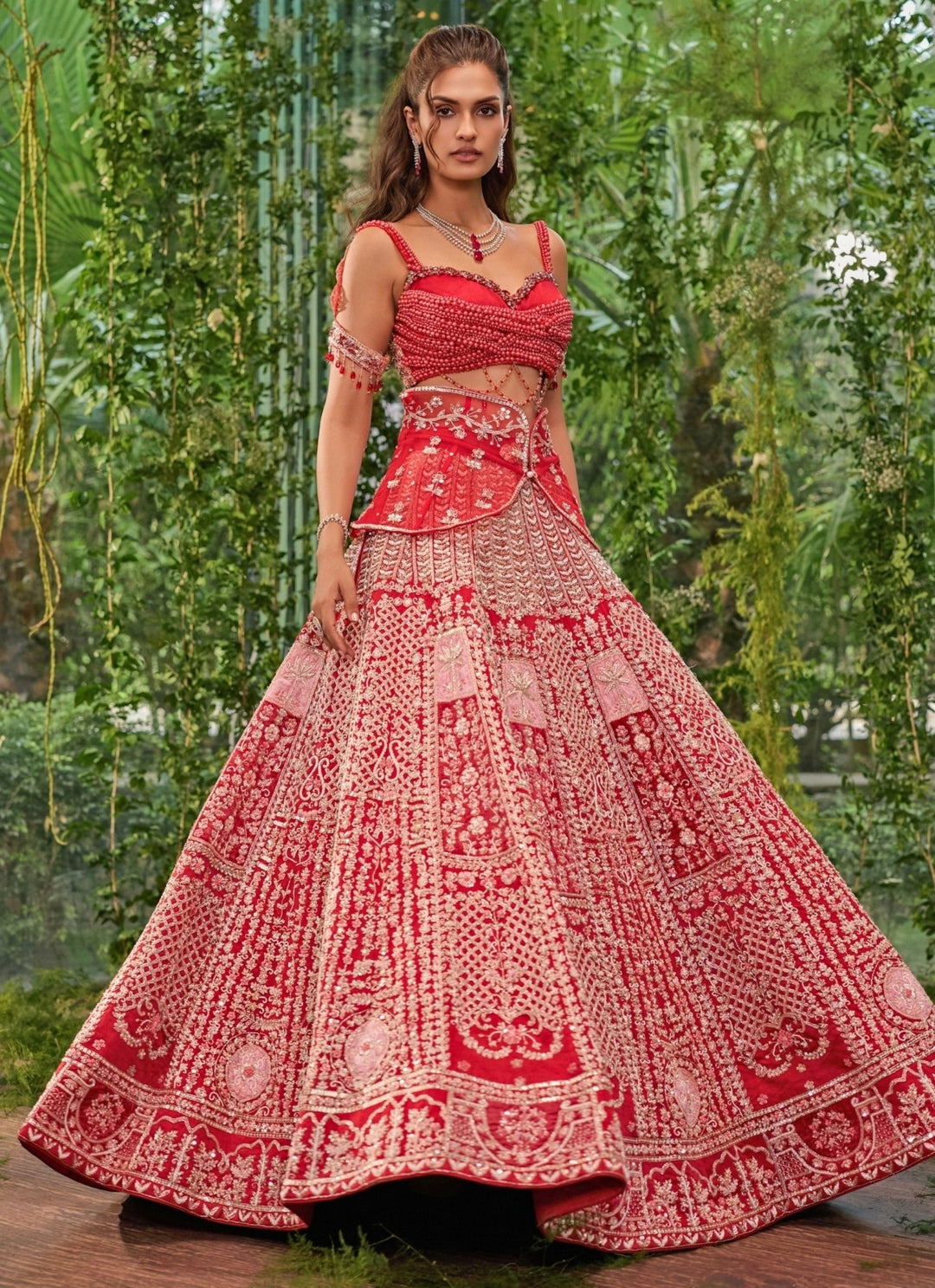 Jigar and Nikita Scarlet Red Silk Bridal Lehenga SetFabilicious Fashion