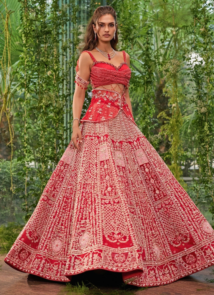 Jigar and Nikita Scarlet Red Silk Bridal Lehenga SetFabilicious Fashion