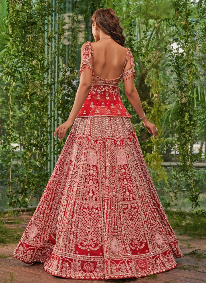 Jigar and Nikita Scarlet Red Silk Bridal Lehenga SetFabilicious Fashion