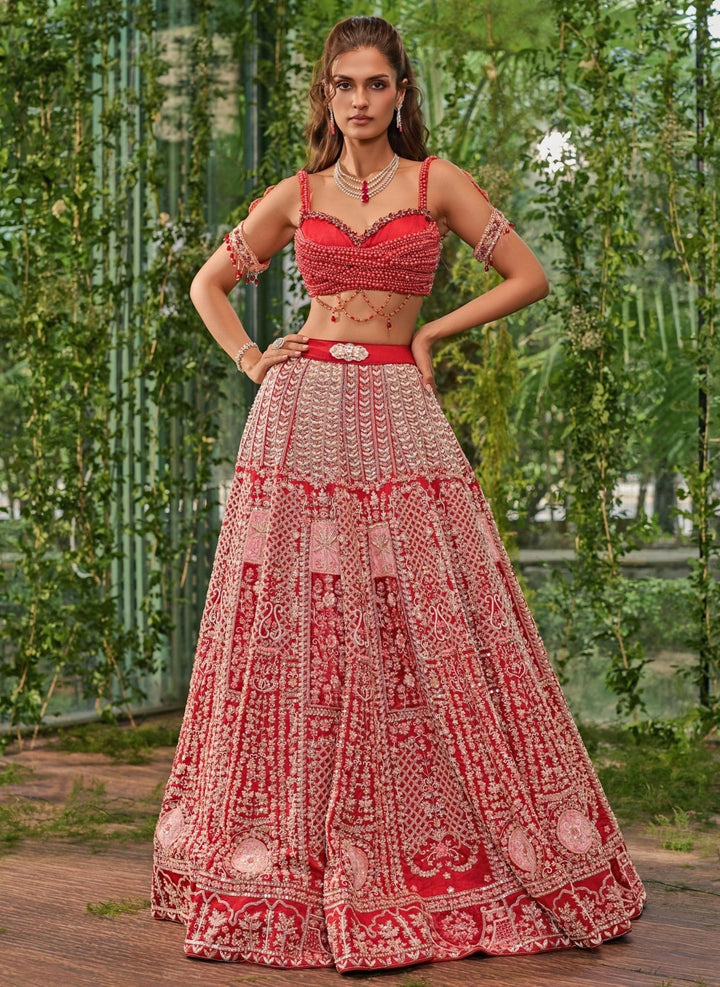 Jigar and Nikita Scarlet Red Silk Bridal Lehenga SetFabilicious Fashion