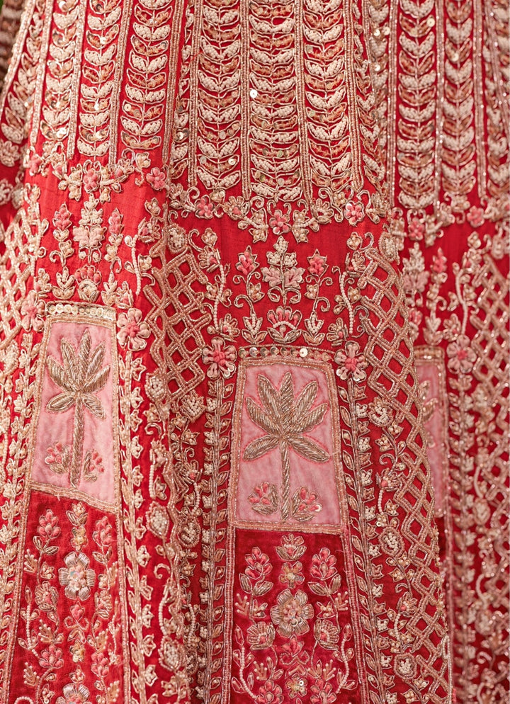 Jigar and Nikita Scarlet Red Silk Bridal Lehenga SetFabilicious Fashion