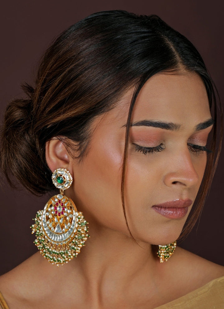 Sea Green And Pink Matte Gold Necklace Set Riana Jewellery - Fabilicious Fashion
