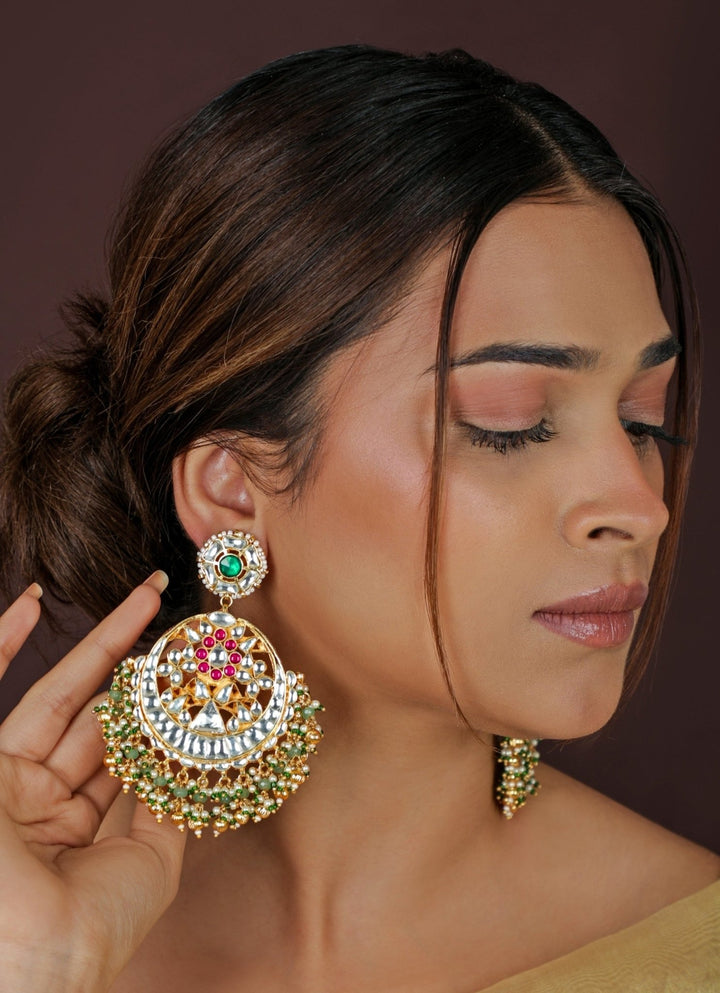 Sea Green And Pink Matte Gold Necklace Set Riana Jewellery - Fabilicious Fashion