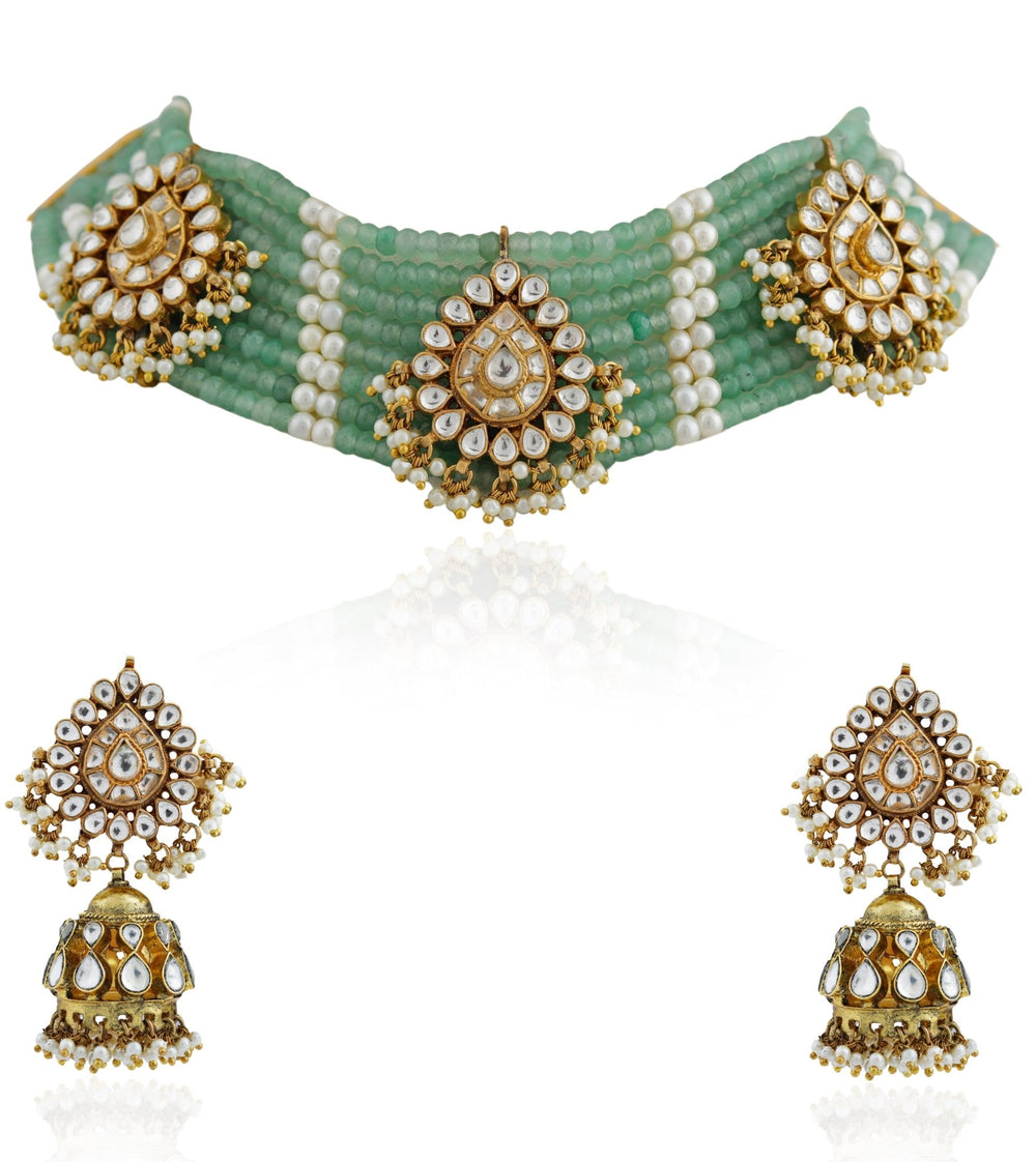 Sea Green Choker Set Riana by Shikha Jindal - Fabilicious Fashion