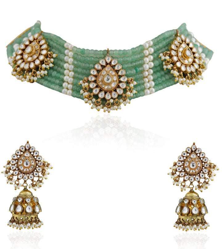 Sea Green Choker Set Riana by Shikha Jindal - Fabilicious Fashion