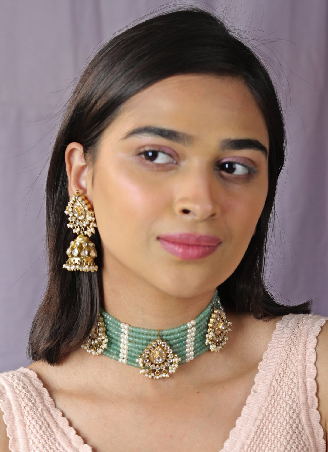 Sea Green Choker Set Riana by Shikha Jindal - Fabilicious Fashion