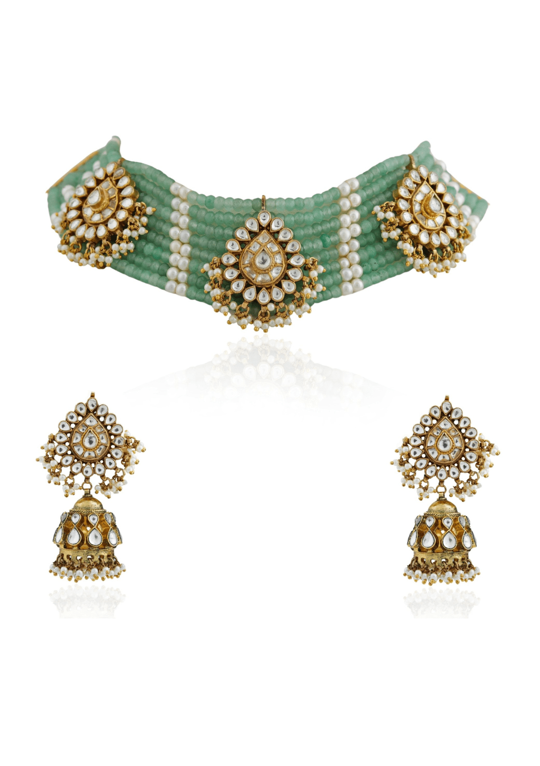 Sea Green Choker Set Riana Jewellery - Fabilicious Fashion