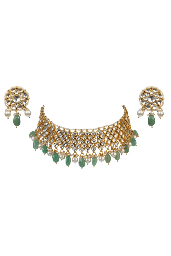 Sea Green Choker Set Riana by Shikha Jindal - Fabilicious Fashion