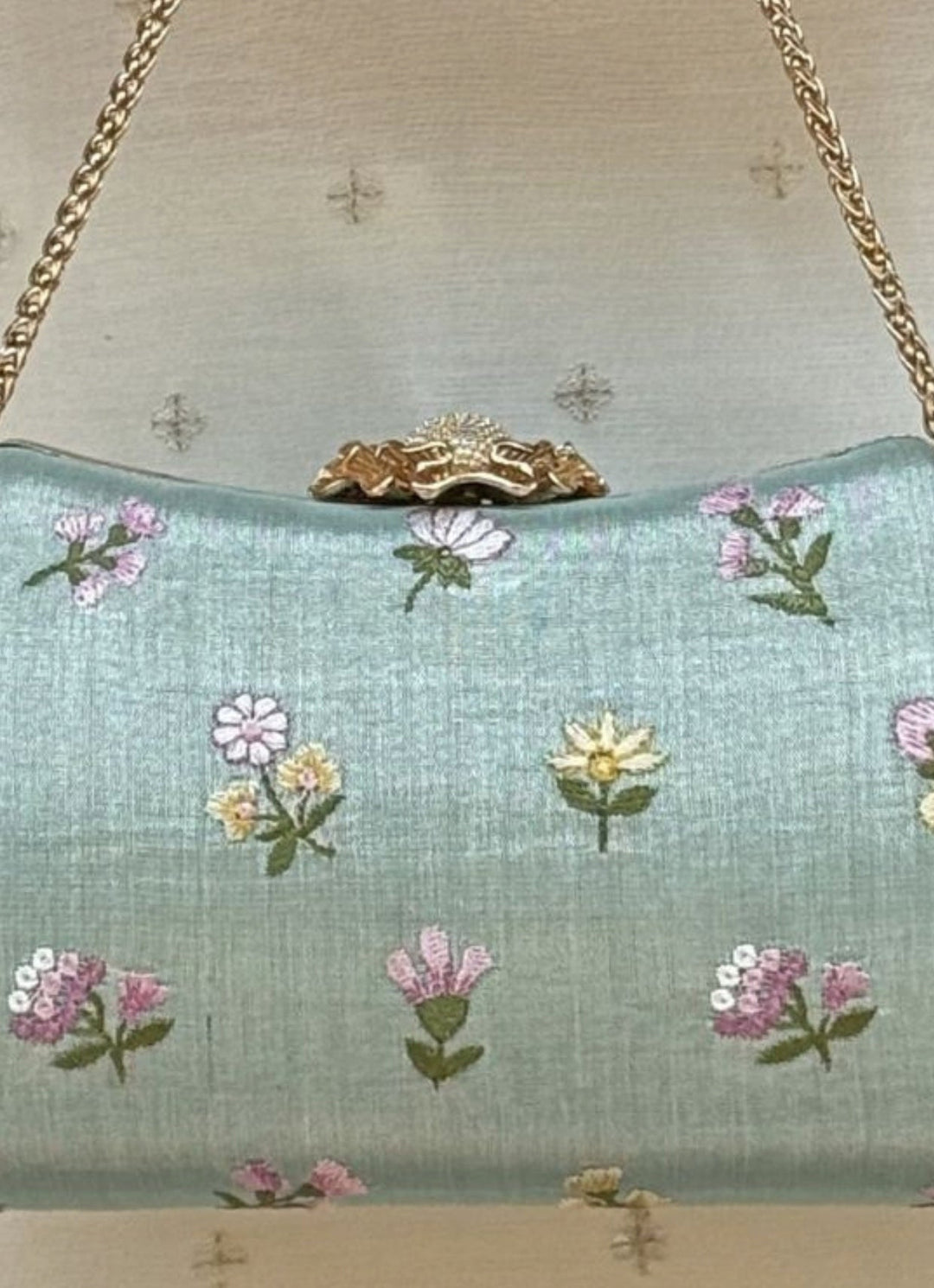 Amyra Sea Green Embroidered Tissue ClutchFabilicious Fashion