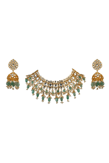 Sea Green Necklace Set Riana by Shikha Jindal - Fabilicious Fashion
