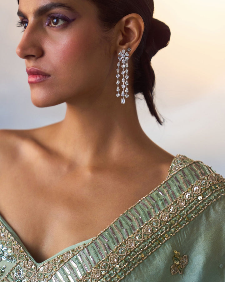 Sea Green Sequinned Tissue Saree Angad Singh - Fabilicious Fashion