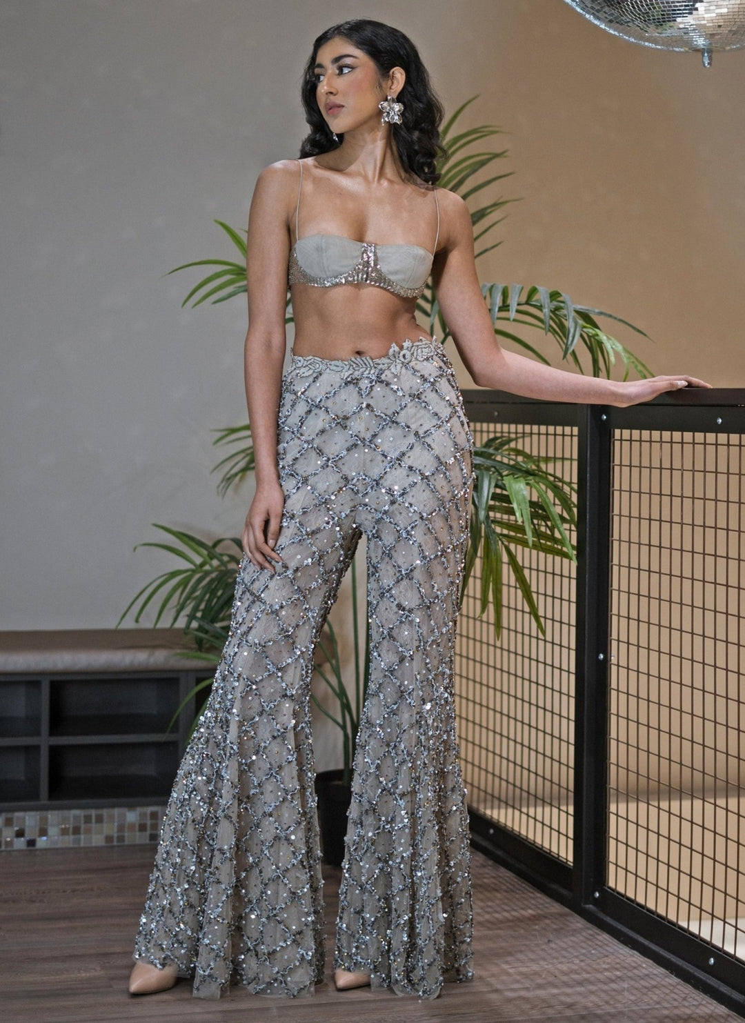 The Little Black Bow Silver And Grey Soft Net Pants SetFabilicious Fashion