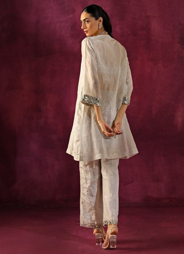 Twenty Nine Silver Banarasi Tissue Mirrorwork Kurta Pants SetFabilicious Fashion