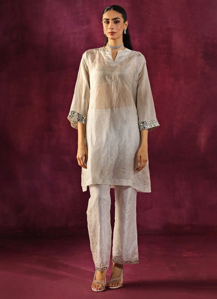 Twenty Nine Silver Banarasi Tissue Mirrorwork Kurta Pants SetFabilicious Fashion