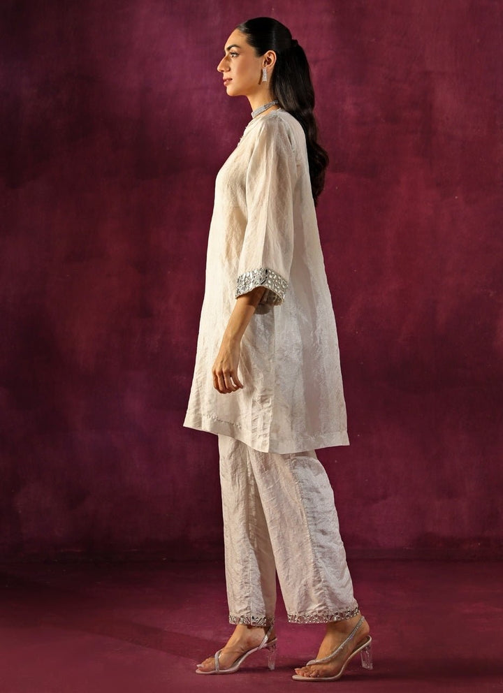 Twenty Nine Silver Banarasi Tissue Mirrorwork Kurta Pants SetFabilicious Fashion