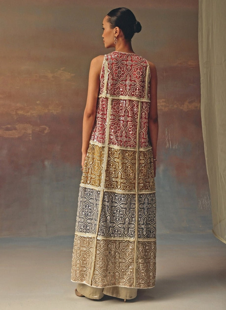 Twenty Nine Silver Brocade Palazzo With Multicolour JacketFabilicious Fashion