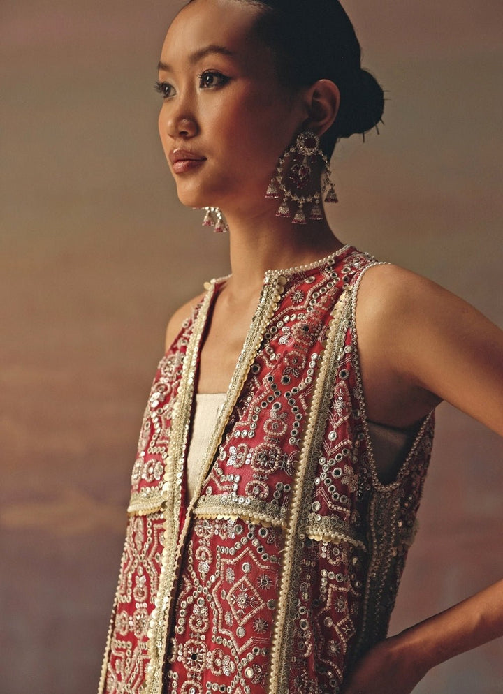 Twenty Nine Silver Brocade Palazzo With Multicolour JacketFabilicious Fashion